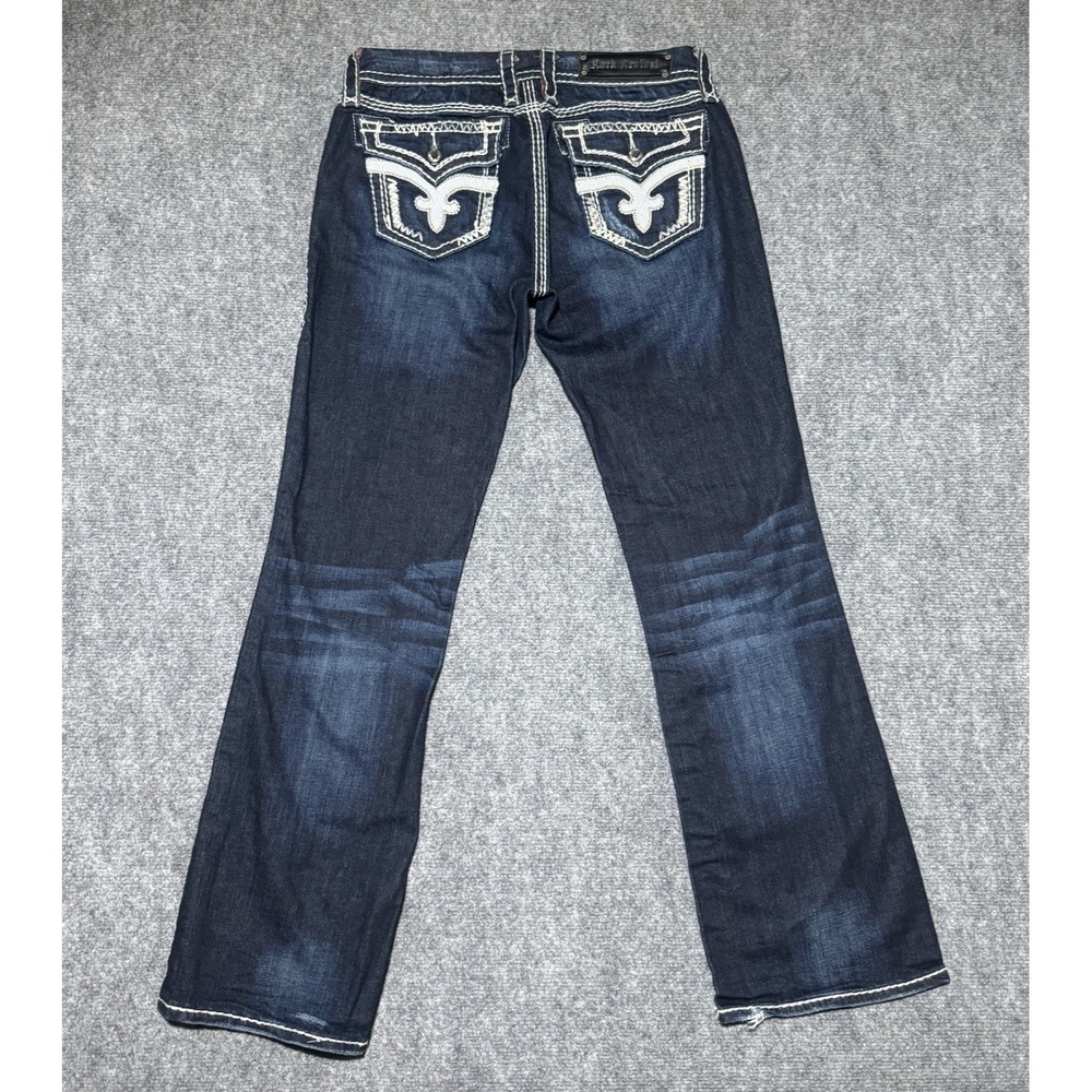 Rock Revival Serena Easy Boot Jeans Women Sz 29 (Fit 31x31) Blue Flap Pockets